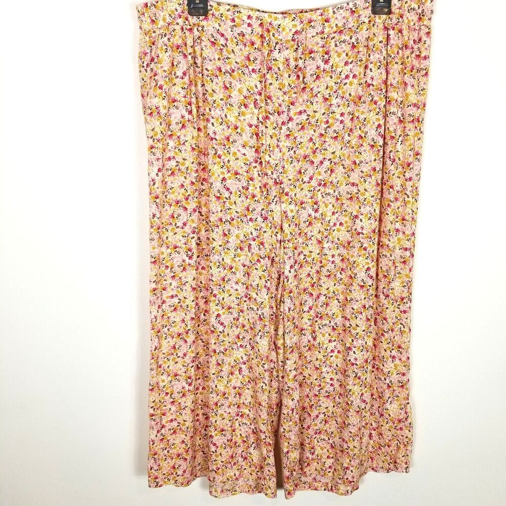 Talbots Women Pull-On Wide Leg Washable Gauze High Rise Pants Sz 4X Floral - Picture 1 of 6